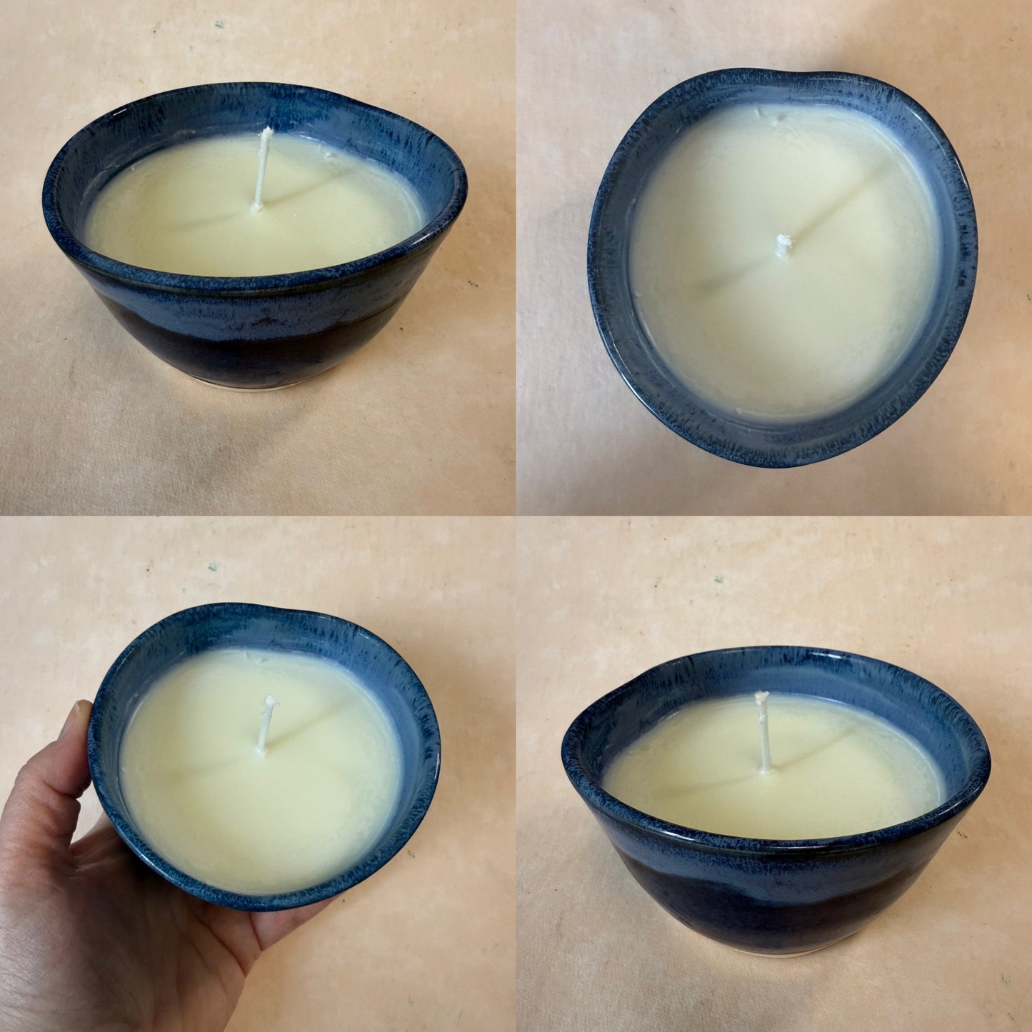 Candle in hand thrown pottery