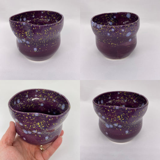 Hand thrown Goddess Cup - Eggplant and Blue Hydrangea glaze