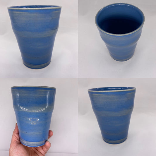 Hand thrown Large Ceramic pint glass - Blue Opal glaze