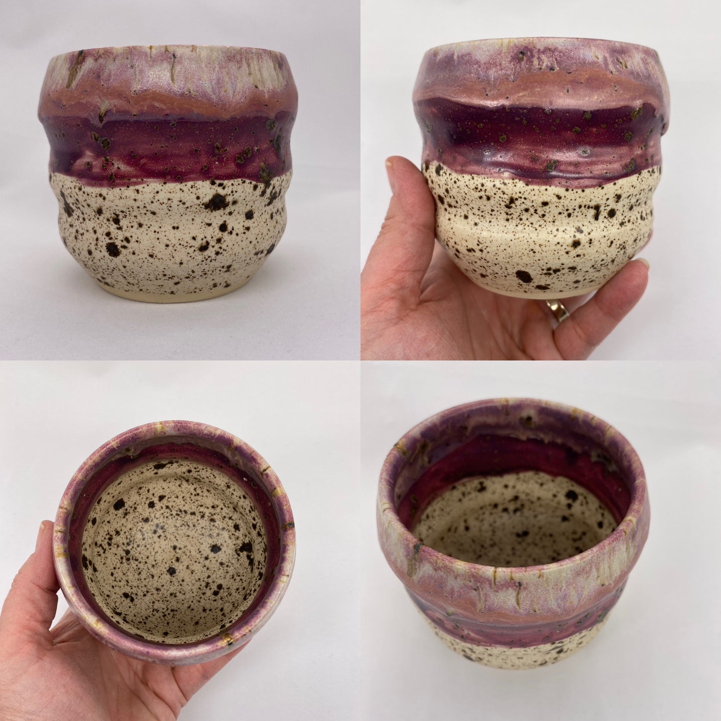 Hand thrown curvy cup - Winterwood, Eggplant and flux glaze
