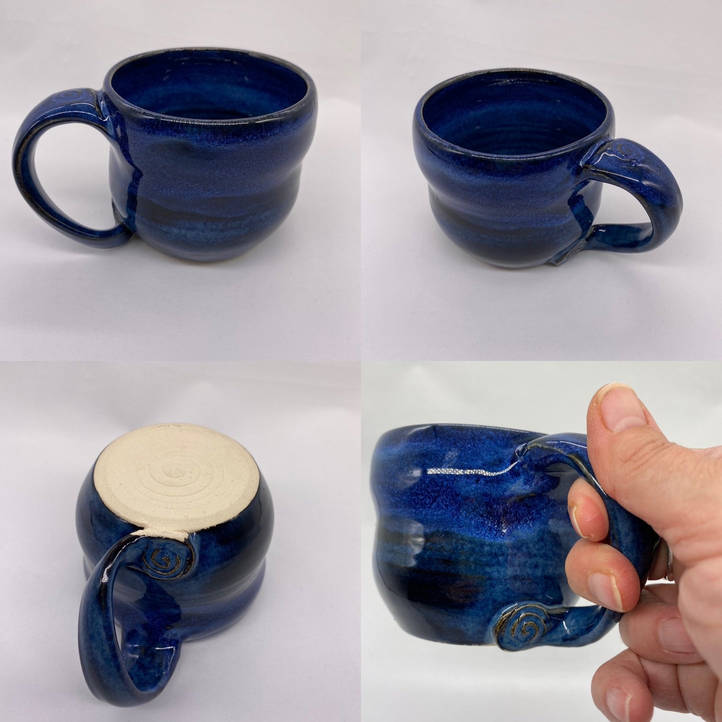 Hand thrown Mug - Blue Sapphire and Oatmeal glaze